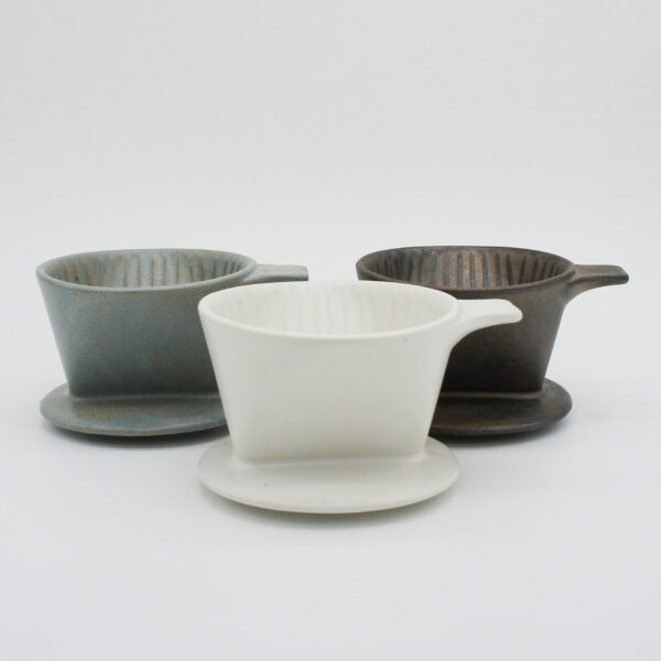 [Ancient Pottery] 復古做舊手沖咖啡濾杯（3孔扇形）灰綠：圖片 2